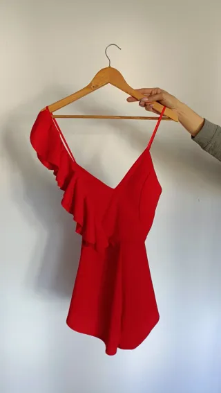 Vestido rojo con volantes talla única