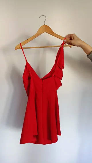 Vestido rojo con volantes talla única