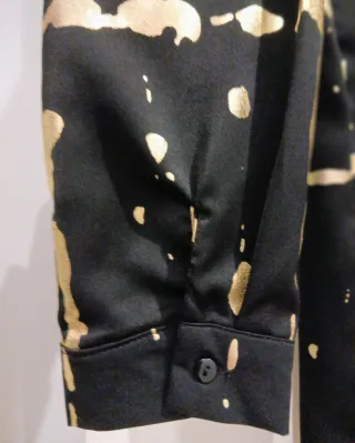 Camisa Blusa negra y dorada manga larga