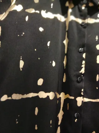 Camisa Blusa negra y dorada manga larga