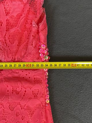 Vestido Fucsia Largo Encaje Lentejuelas Talla L