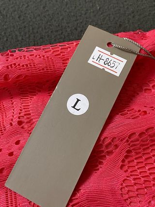 Vestido Fucsia Largo Encaje Lentejuelas Talla L