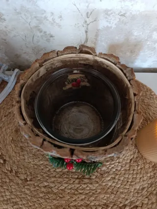 Portacandele rustico in legno