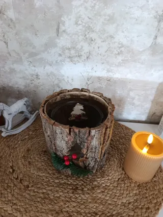 Portacandele rustico in legno