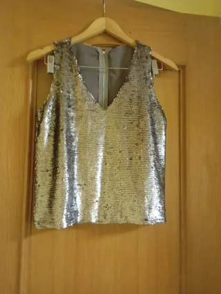 Top nuevo  lentejuelas plateadas
