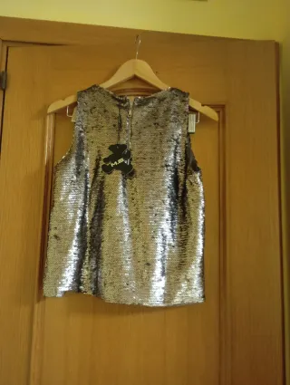 Top nuevo  lentejuelas plateadas