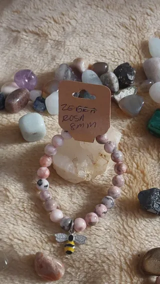 Pulsera Piedra Natural Zebra Rosa 8mm