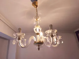 Lampara cristal 4 brazos.