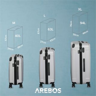 Arebos Juego de 3 Maletas Rígidas Tallas M, L, XL