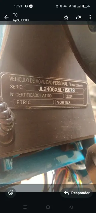 Vendo  Chasis de  Patinete Eléctrico VORTEX  PRO