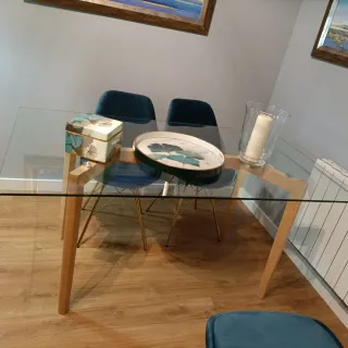 Mesa Comedor Cristal y Madera