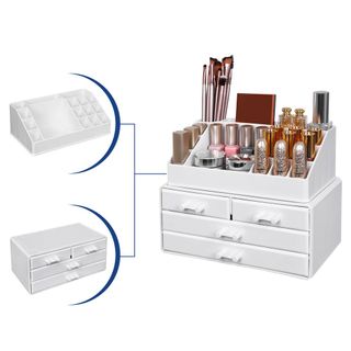 SONGMICS Organizador de Maquillaje con 4 Cajones Blanco