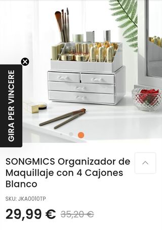 SONGMICS Organizador de Maquillaje con 4 Cajones Blanco