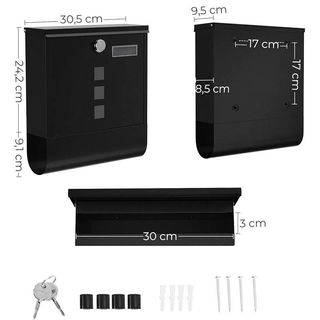 SONGMICS Buzón de Correos Negro GMB020B02