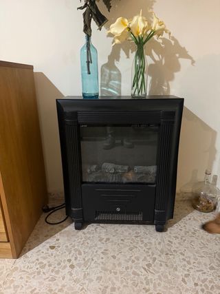 Estufa Eléctrica Imitación Chimenea Negra