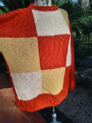 Maglia vintage patchwork Lavorata a mano a tricot