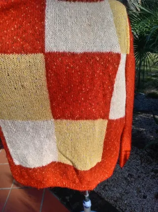 Maglia vintage patchwork Lavorata a mano a tricot