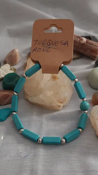 Pulsera Turquesa Azul Piedra Natural