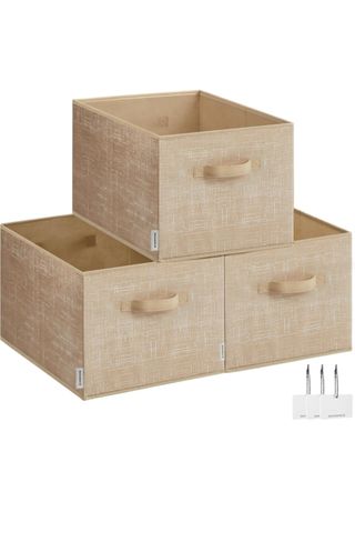 SONGMICS Scatole di Stoccaggio Pieghevoli, Set di 3 Ceste in Tessuto, 40 x 30 x 24 cm