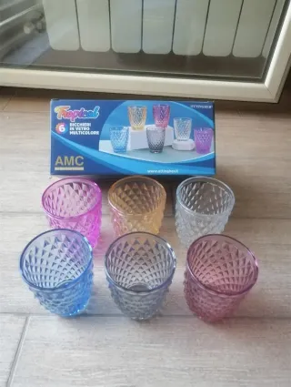 Set 6 Bicchieri AMC Tropical Vetro Multicolore
