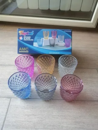 Set 6 Bicchieri AMC Tropical Vetro Multicolore