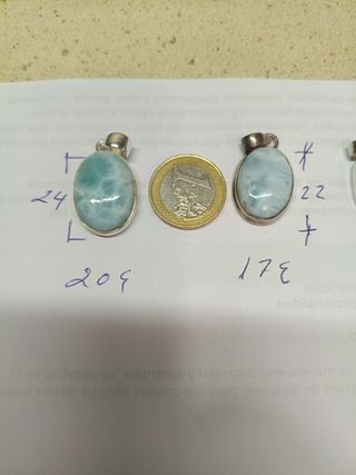 COLGANTES PLATA DE LARIMAR MINERALES