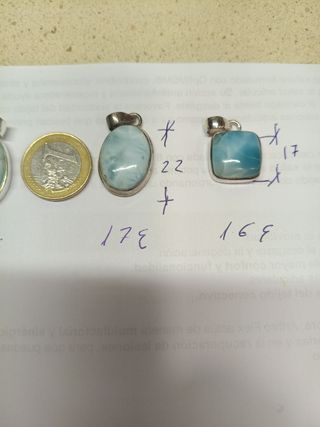 COLGANTES PLATA DE LARIMAR MINERALES