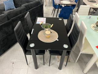 MESA COMEDOR + 4 SILLAS POLIPIEL