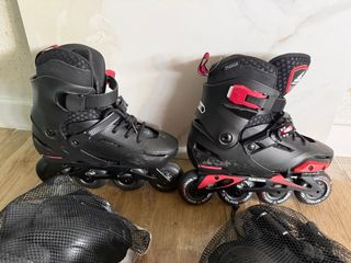 Patines Rollerblade Apex Negros + protecciones .
