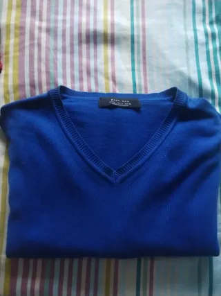 Jersey Zara Man Azul Cuello V