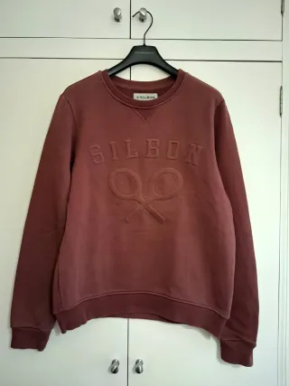 Felpa Silbon Bordeaux con Logo Tennis