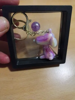 Portachiavi Snoopy con perla viola