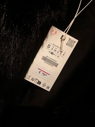 Abrigo pelo Zara Negro Talla S