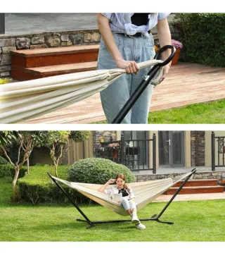 Hamaca Songmics Beige con Soporte Negro
