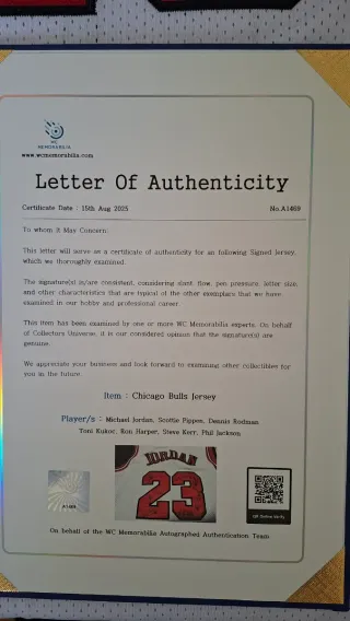 Maglia Jordan 23 autografata Chicago Bulls COA