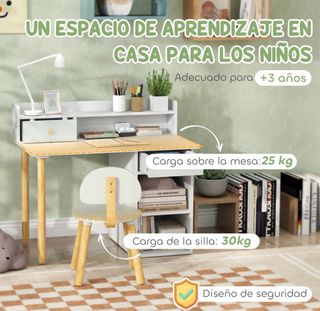 Escritorio infantil con silla y cajones
