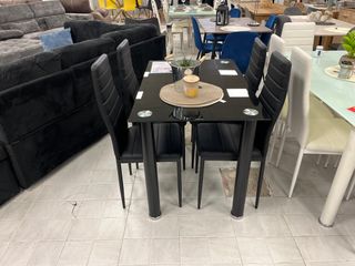 MESA COMEDOR + 4 SILLAS POLIPIEL