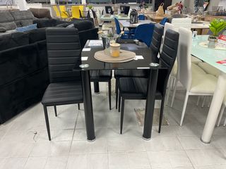 MESA COMEDOR + 4 SILLAS POLIPIEL