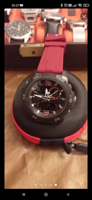 Reloj Deportivo Analógico-Digital Negro/Rojo