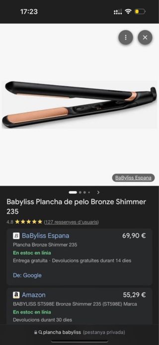 Plancha de pelo BaByliss Bronze Shimmer 235