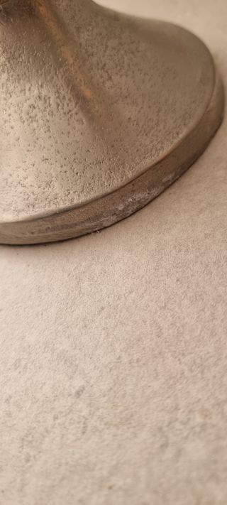 Portacandele in legno e metallo argentato