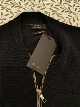 Jersey Zara Negro Cremallera Talla M Nuevo