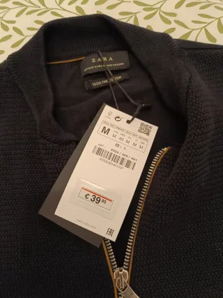 Jersey Zara Negro Cremallera Talla M Nuevo