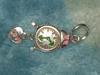 Colgante plata y esmalte reloj Love