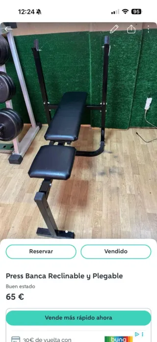 Press banca con barra y discos (30kg)