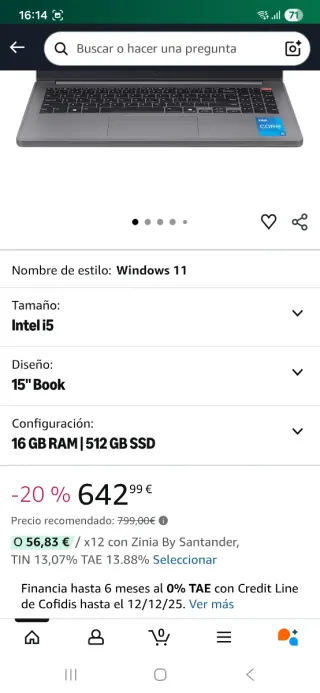 LG Gram 15U50T Portátil Gris Nuevo