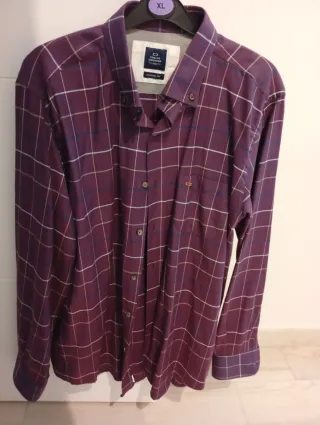 Camisa CROSS Hombre XL Morado Cuadros