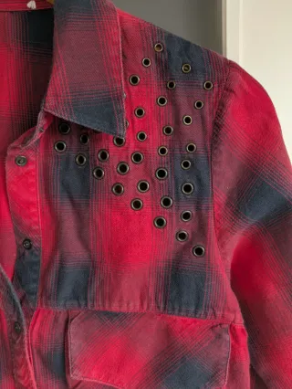 Zara Talla M - Camisa cuadros roja y negra