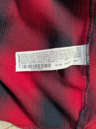 Zara Talla M - Camisa cuadros roja y negra