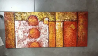 Cuadro abstracto dorado y naranja